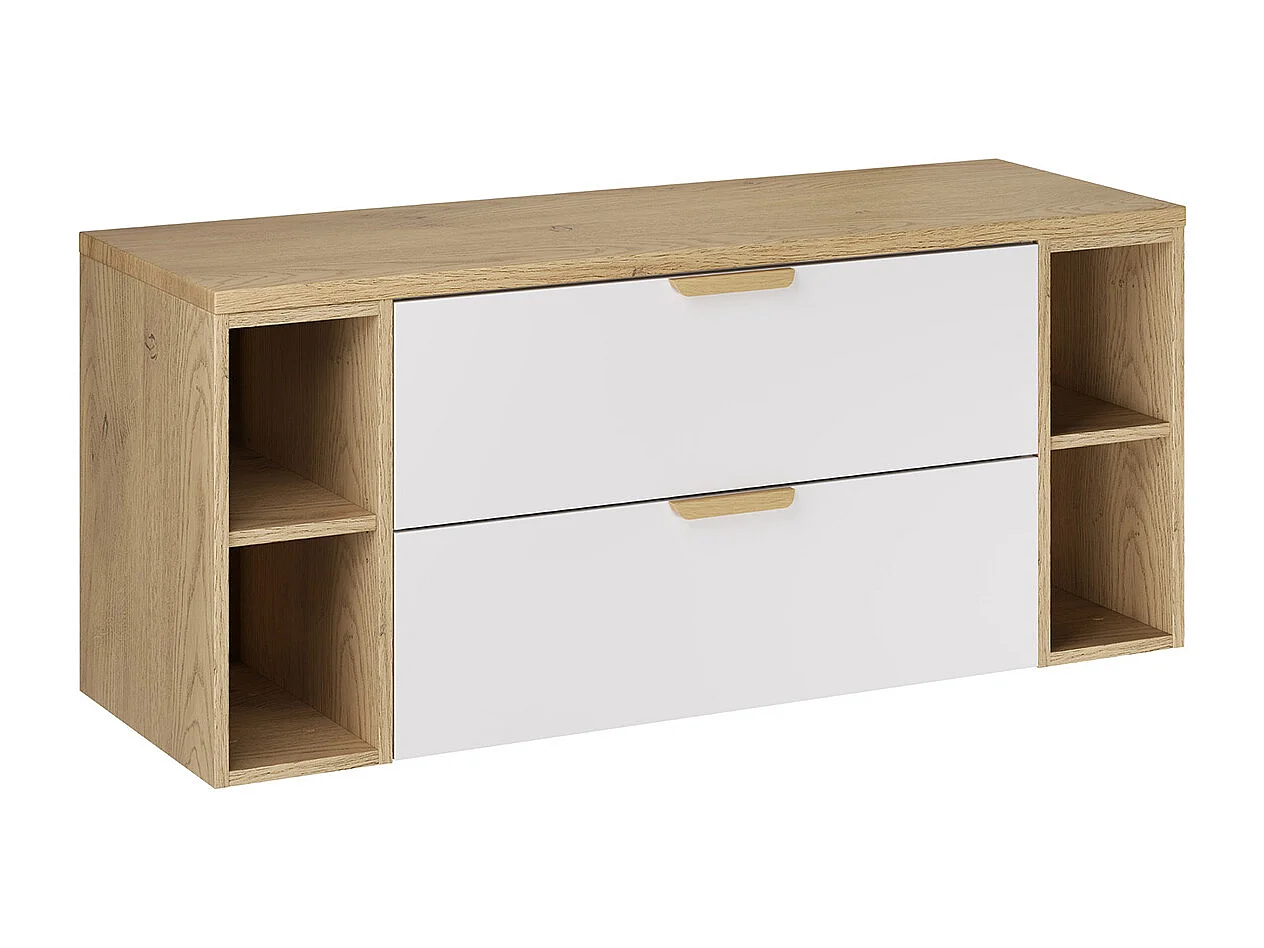 Meuble sous-vasque 120cm 4 niches plan de toilette Oria Blanc mat
