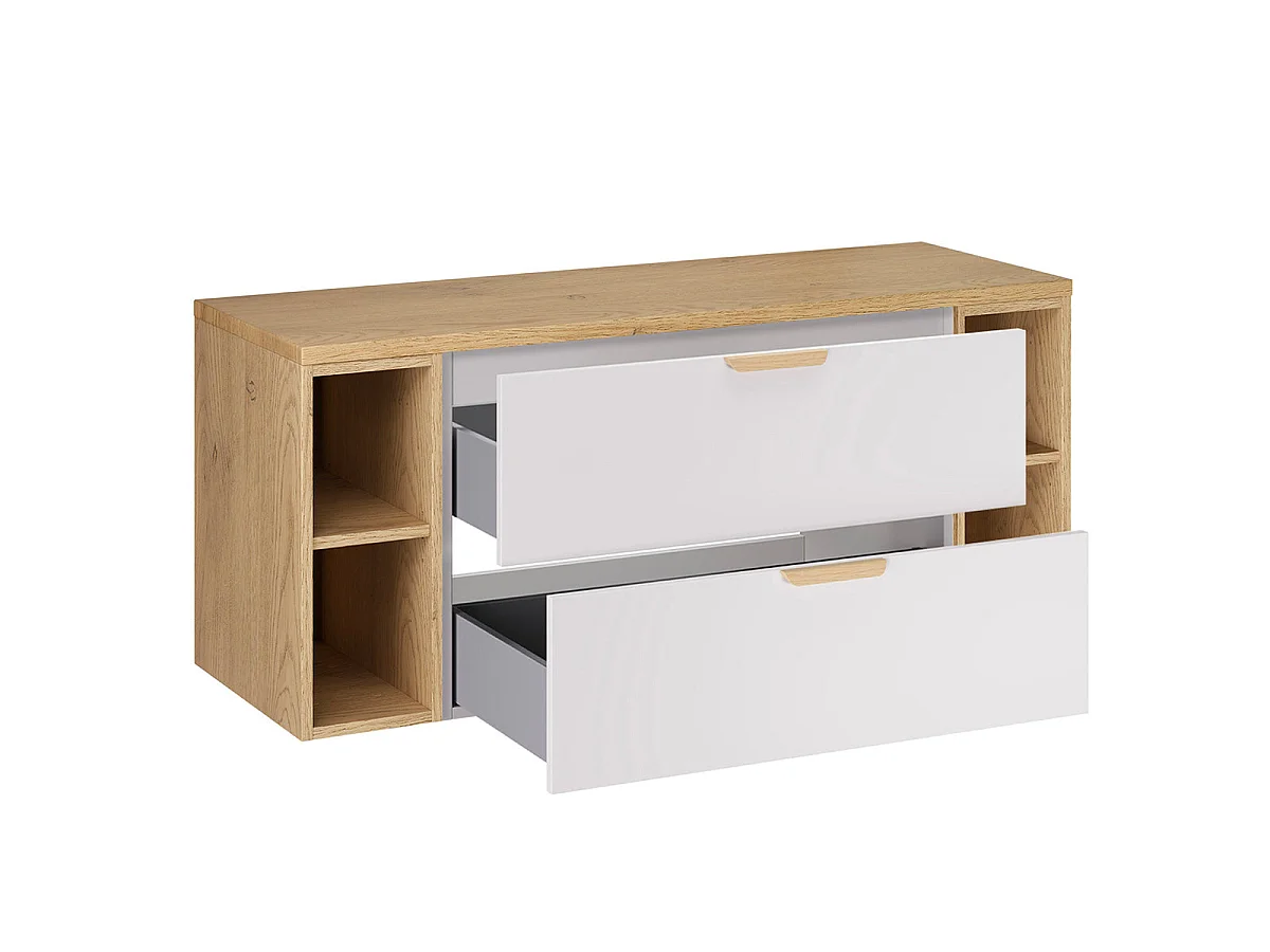 Meuble sous-vasque 120cm 4 niches plan de toilette Oria Blanc mat