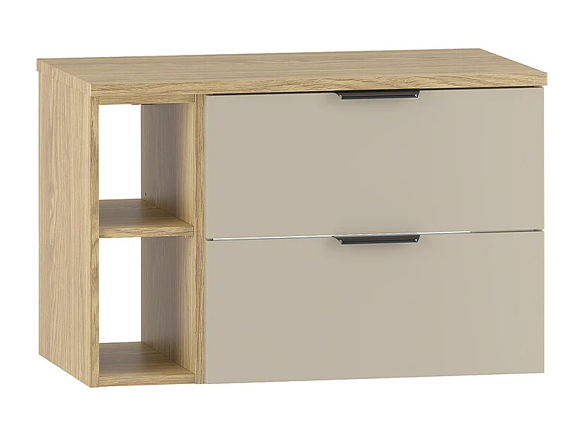 Meuble sous-vasque 80cm 2 niches plan de toilette Astrid Cachemire et bois