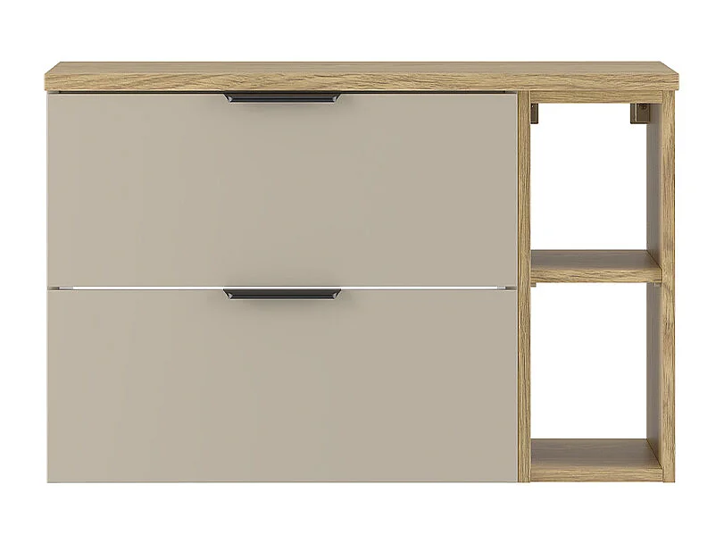 Meuble sous-vasque 80cm 2 niches plan de toilette Astrid Cachemire et bois