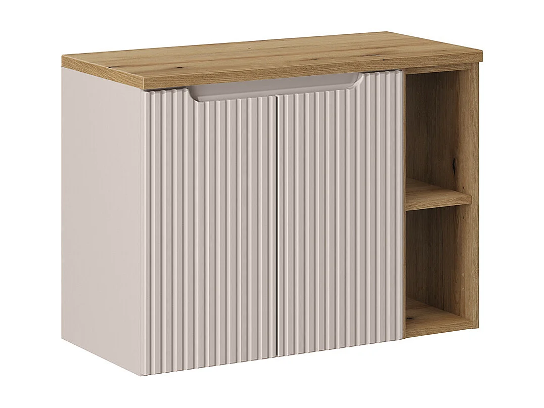 Meuble sous-vasque 80cm 2 portes 2 niches Riva Cachemire et Bois