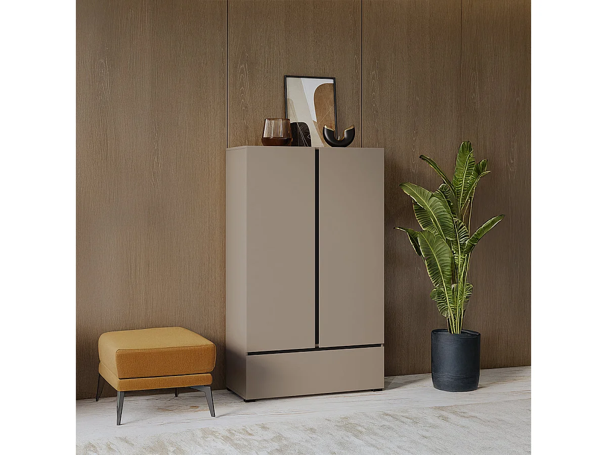 Small wardrobe 2 doors 1 drawer Lilia Taupe