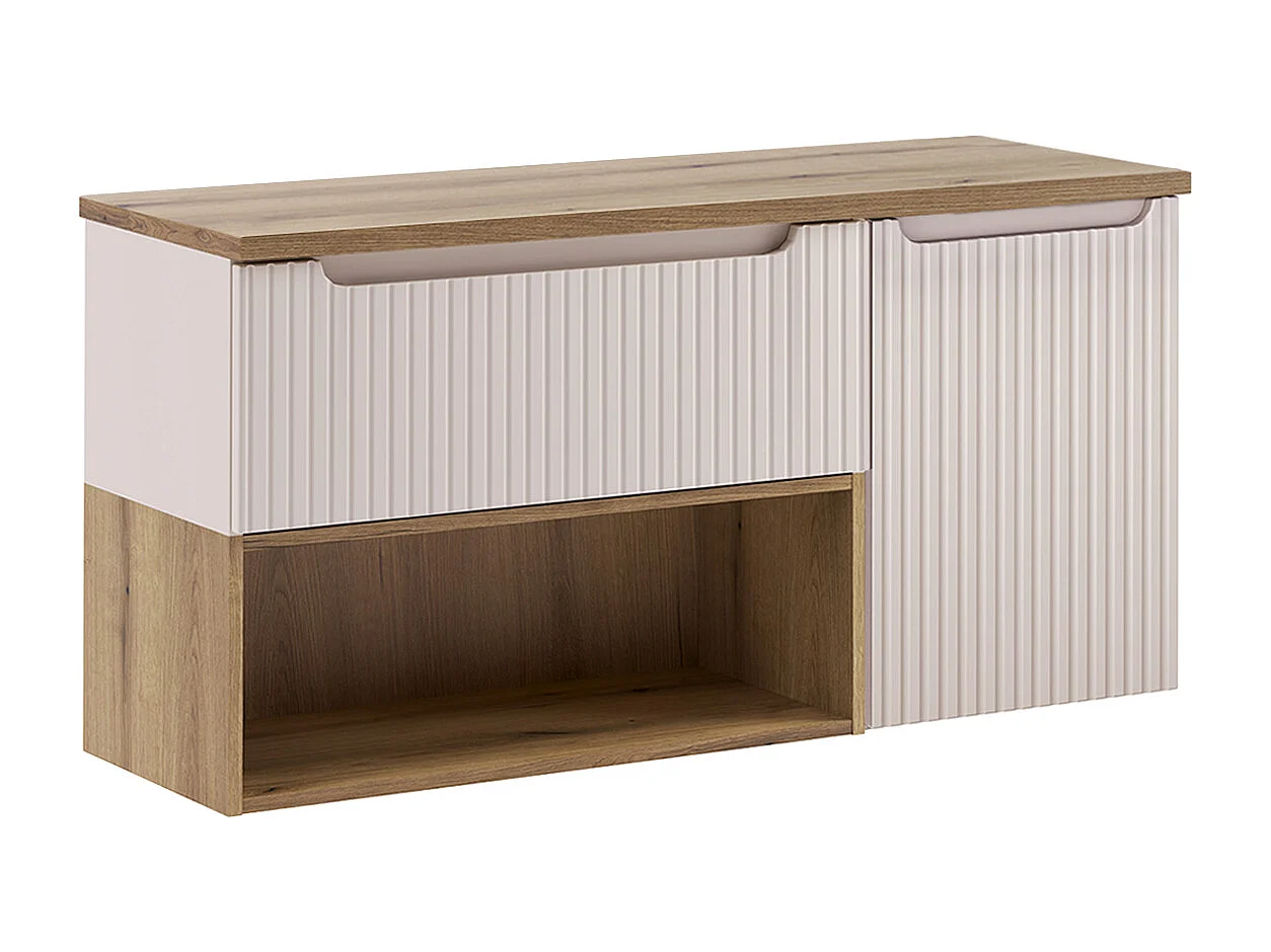 Onderbouw wastafel 120cm wasmand Riva Kasjmier en Hout