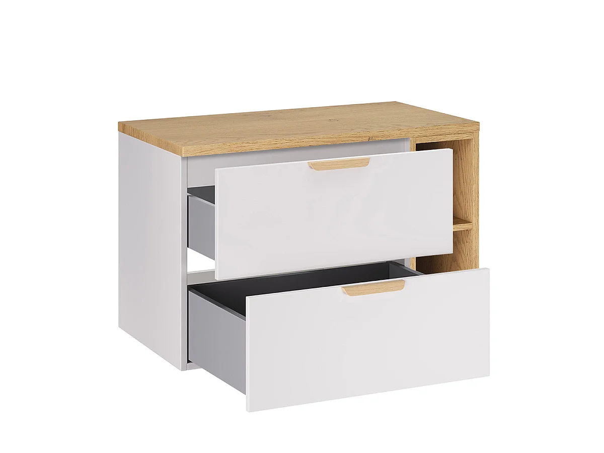 Meuble sous-vasque 80cm 2 niches Oria Blanc mat