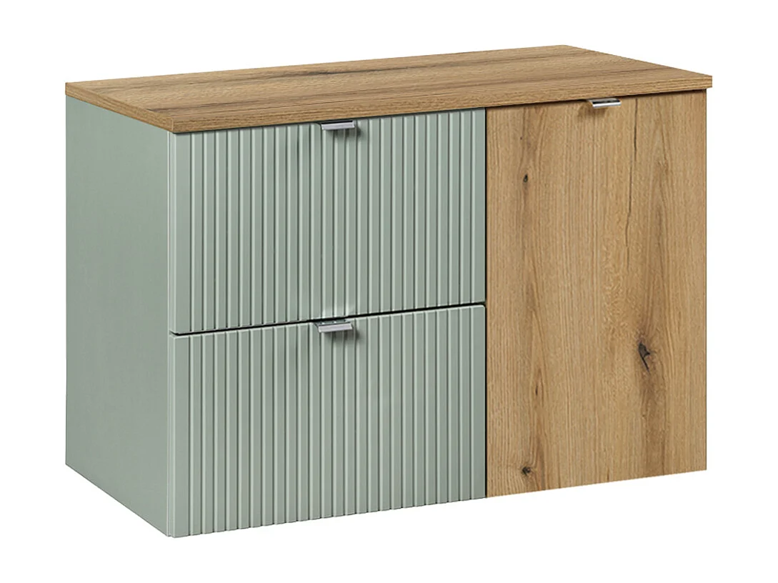 Onderbouw wastafel 90cm Jade Groen en Hout met wasmand