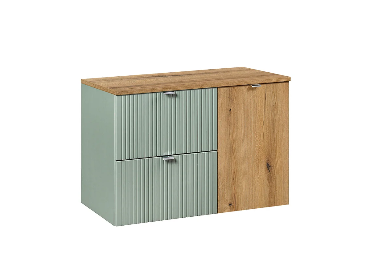 Mobile sottolavabo 90cm panier à linge Giada Verde e Legno