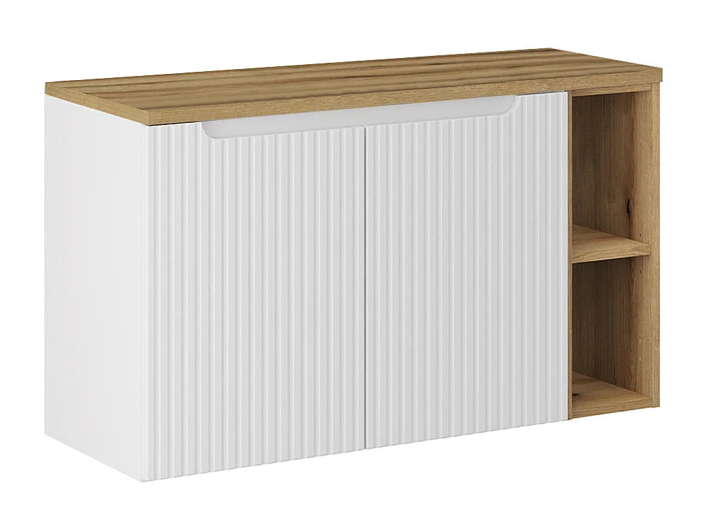 Meuble sous-vasque 100cm 2 portes 2 niches Riva Blanc et Bois