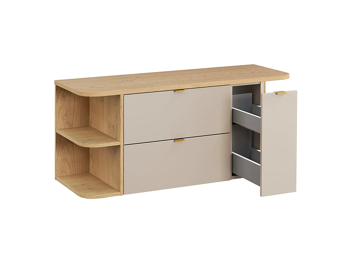 Waschtischunterschrank 120cm 3 Schubladen Waschtisch Azel Kaschmir und Holz