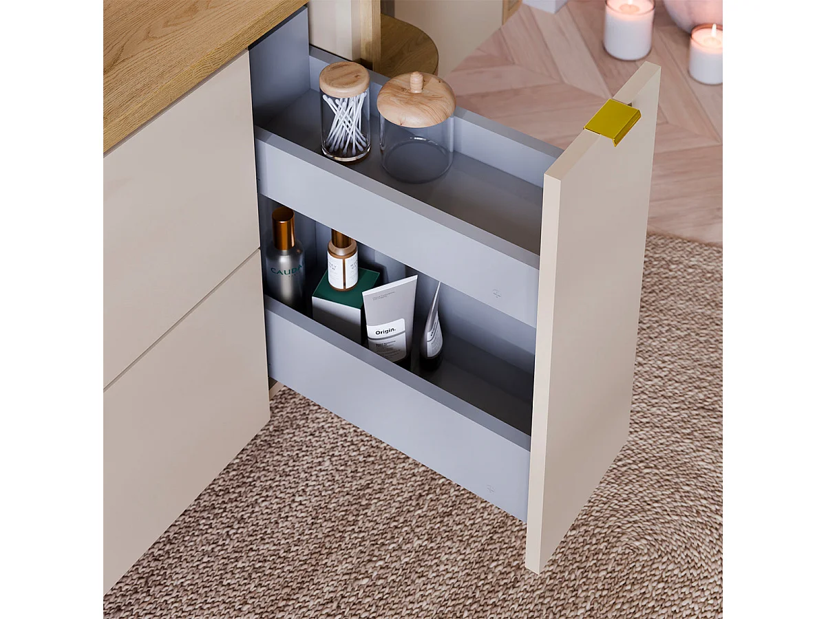 Waschtischunterschrank 120cm 3 Schubladen Waschtisch Azel Kaschmir und Holz