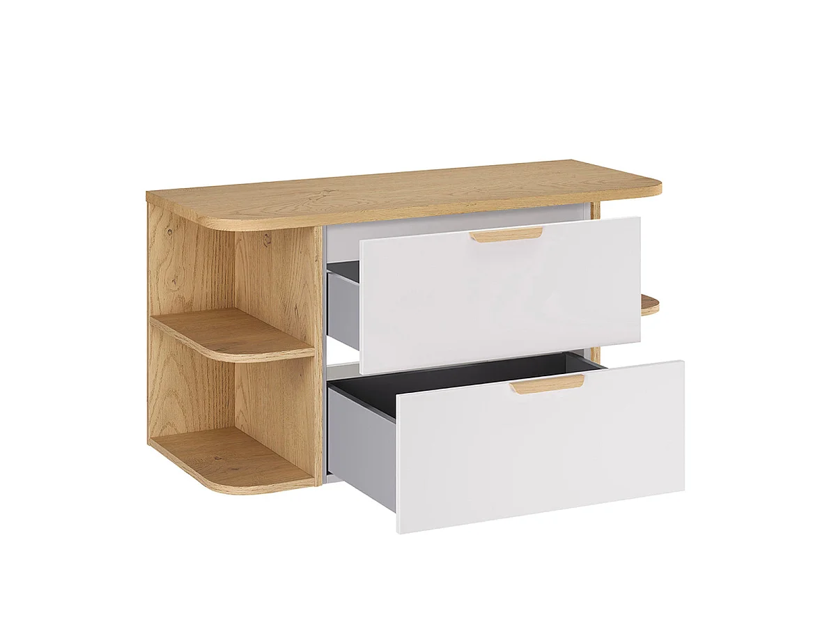 Meuble sous-vasque 100cm niches arrondies plan de toilette Oria Blanc mat