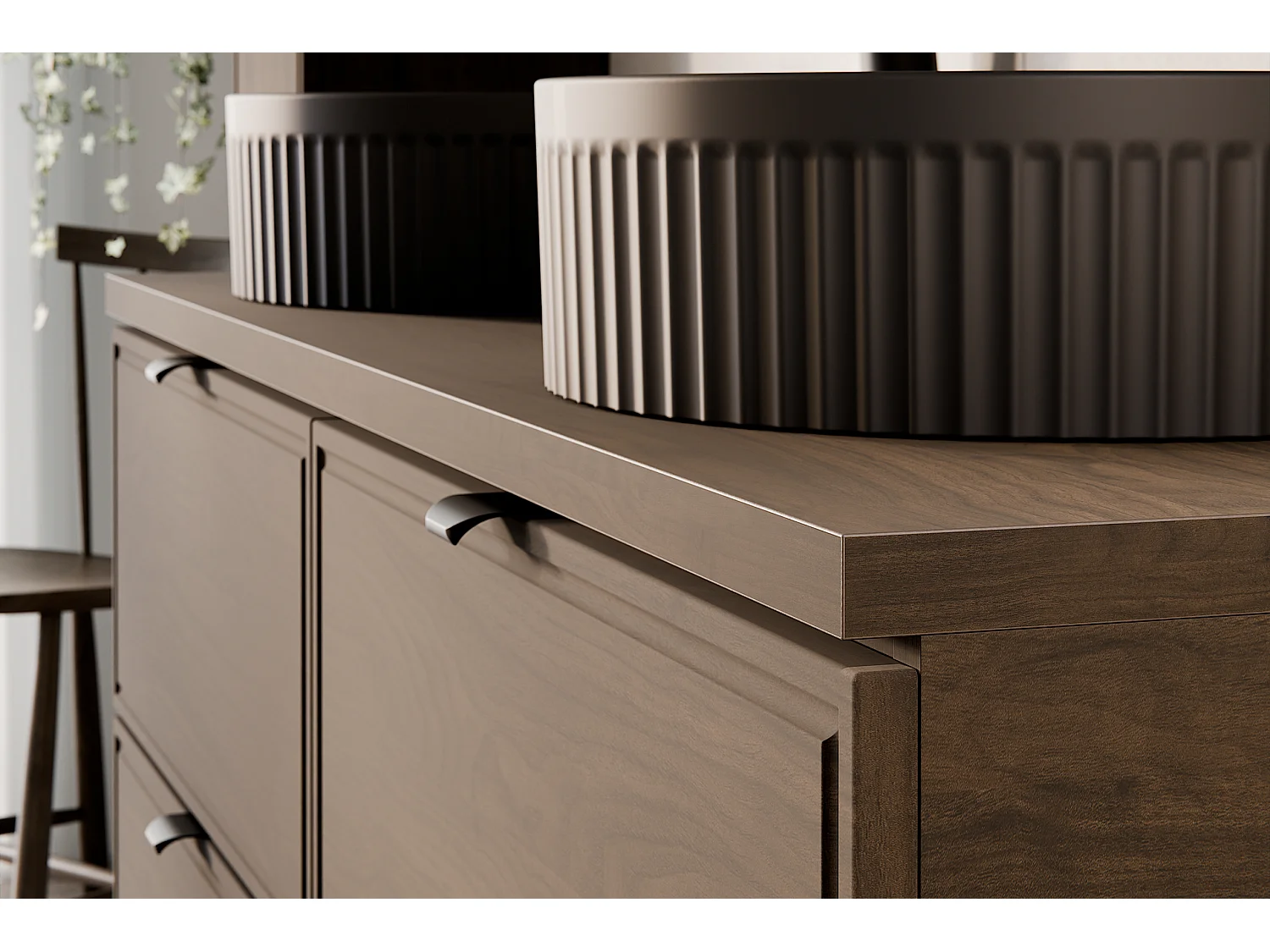 Meuble sous-vasque 60cm plan de toilette Elias Bois foncé