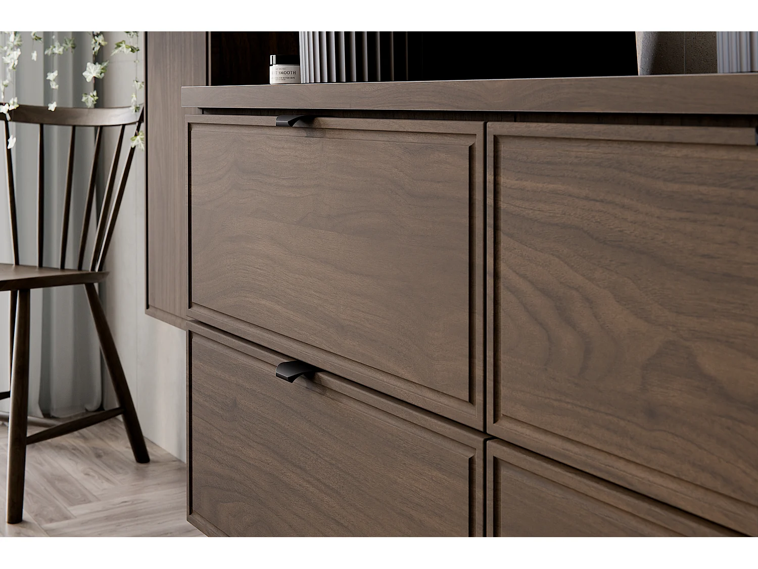 Meuble sous-vasque 60cm plan de toilette Elias Bois foncé