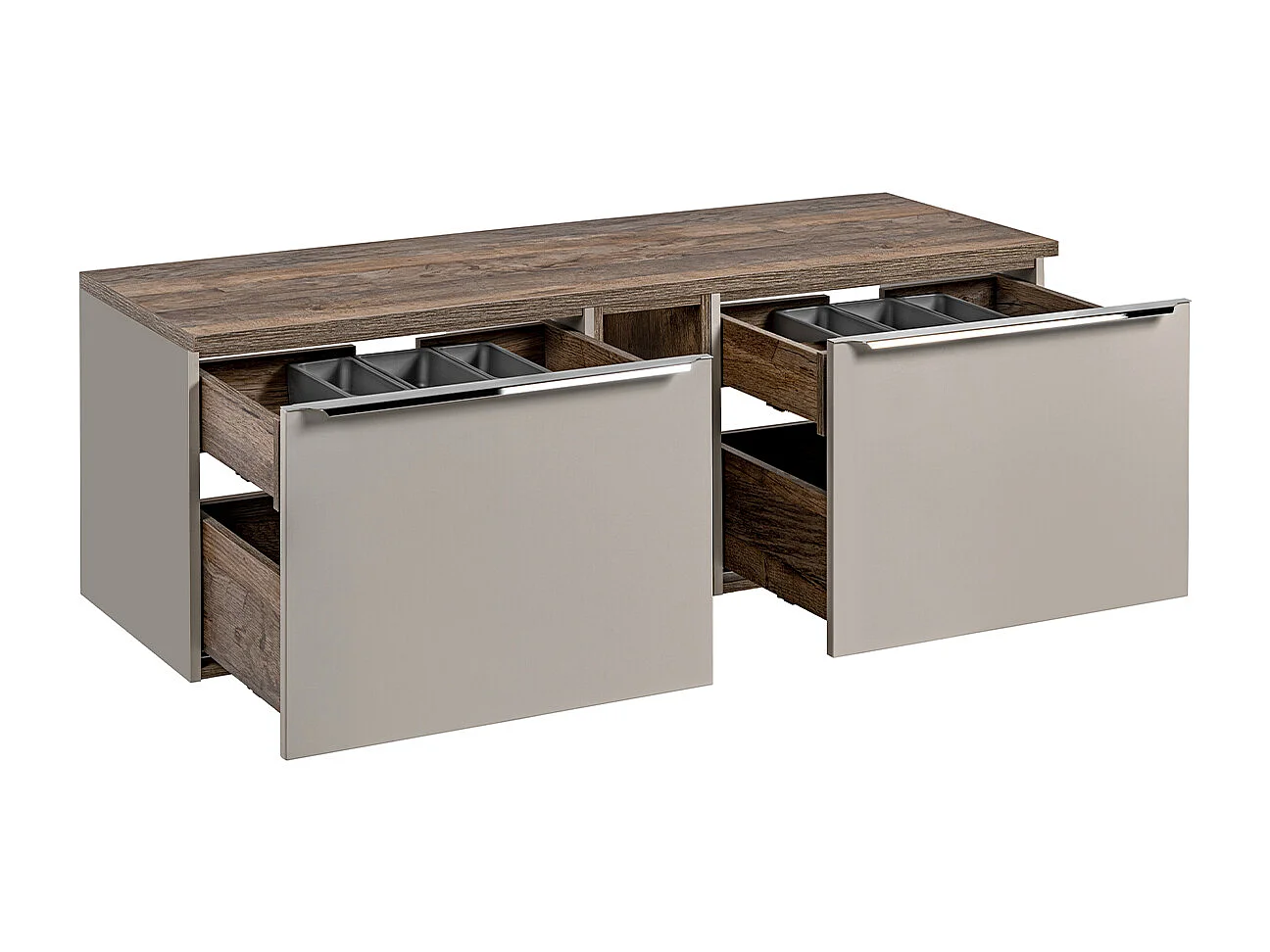 Meuble sous-vasque 140cm 2 niches Éros Taupe