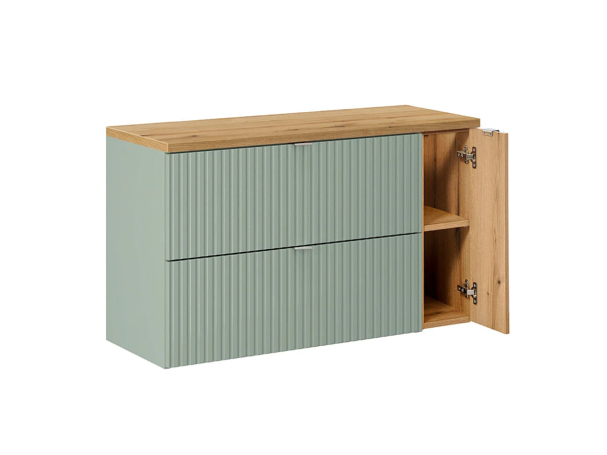 Waschtischunterschrank 100cm Jade Grün und Holz