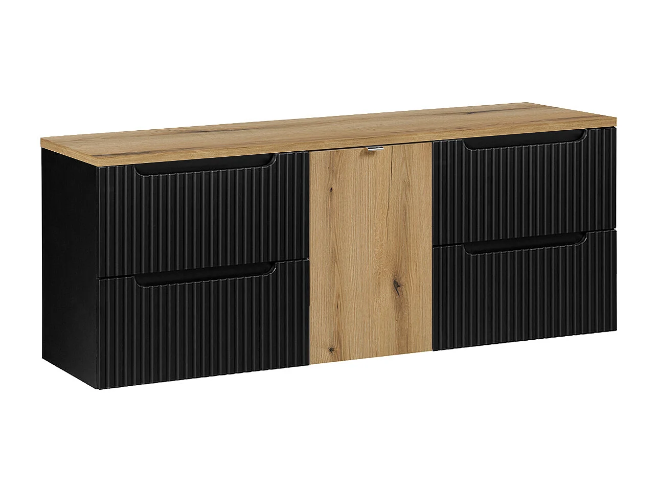 Riva Black and Wood 160 cm underskab med vasketøjskurv