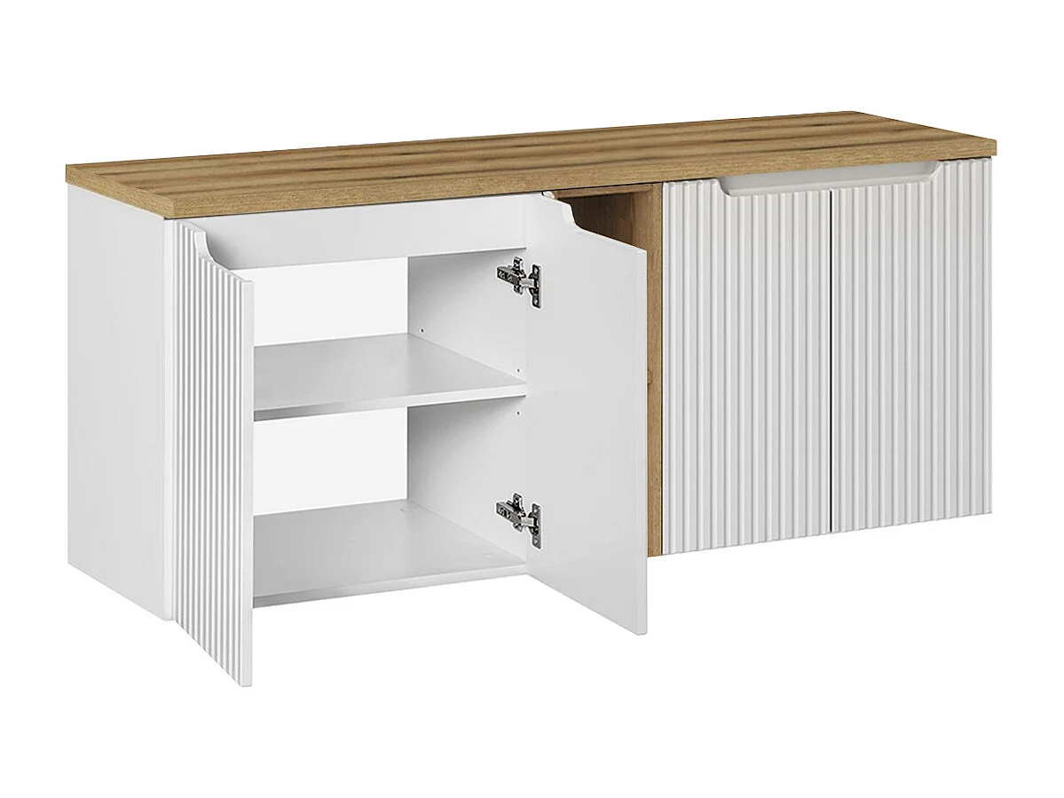 Riva Wit en Hout 4-deurs 2-niche wastafelmeubel 140cm