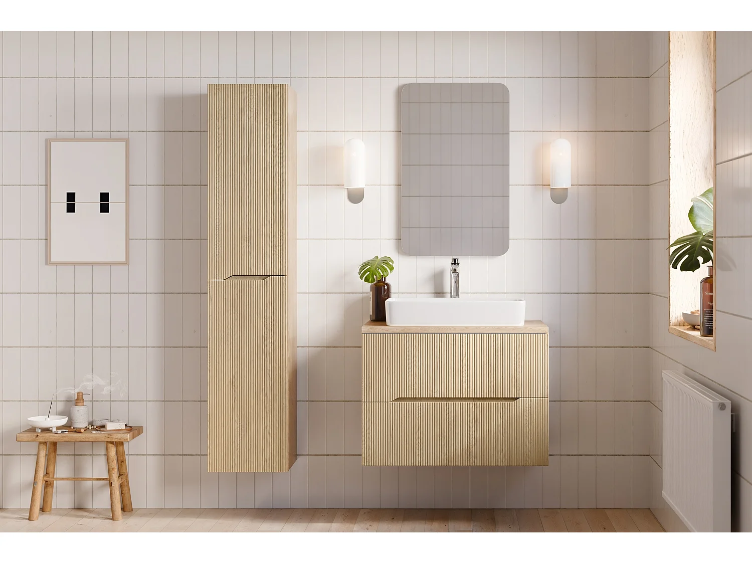 Meuble sous vasque Nordic Cremona 80 cm 2 tiroirs