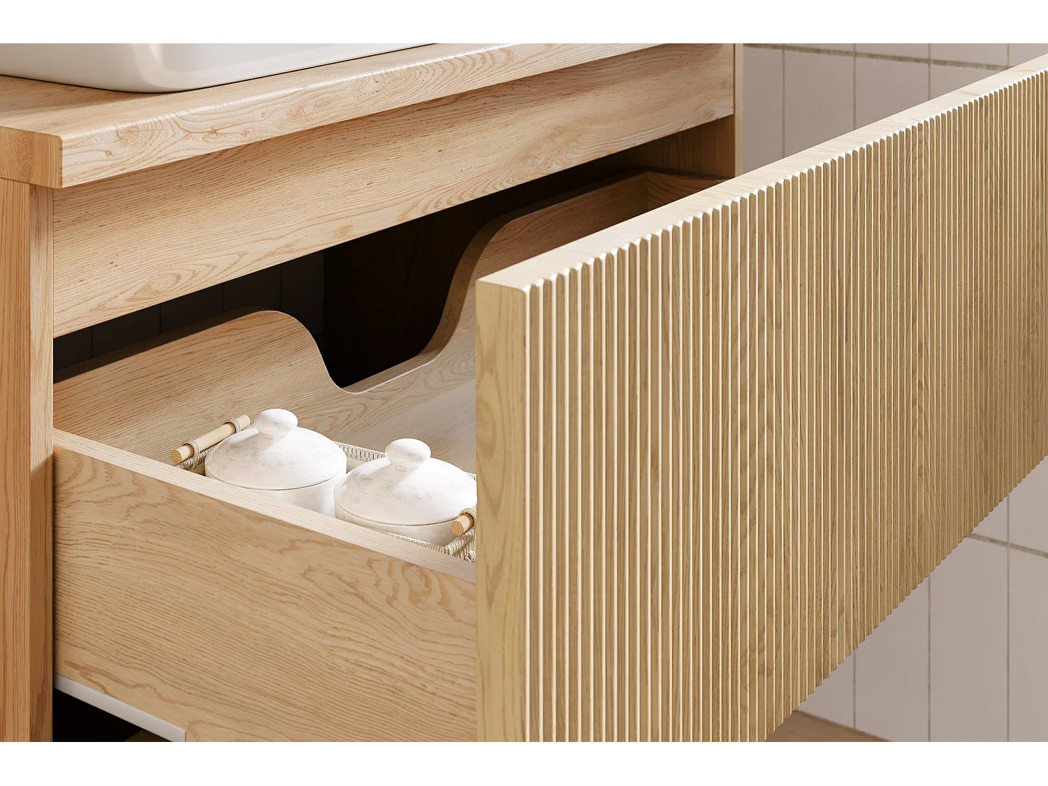Meuble sous vasque Nordic Cremona 80 cm 2 tiroirs