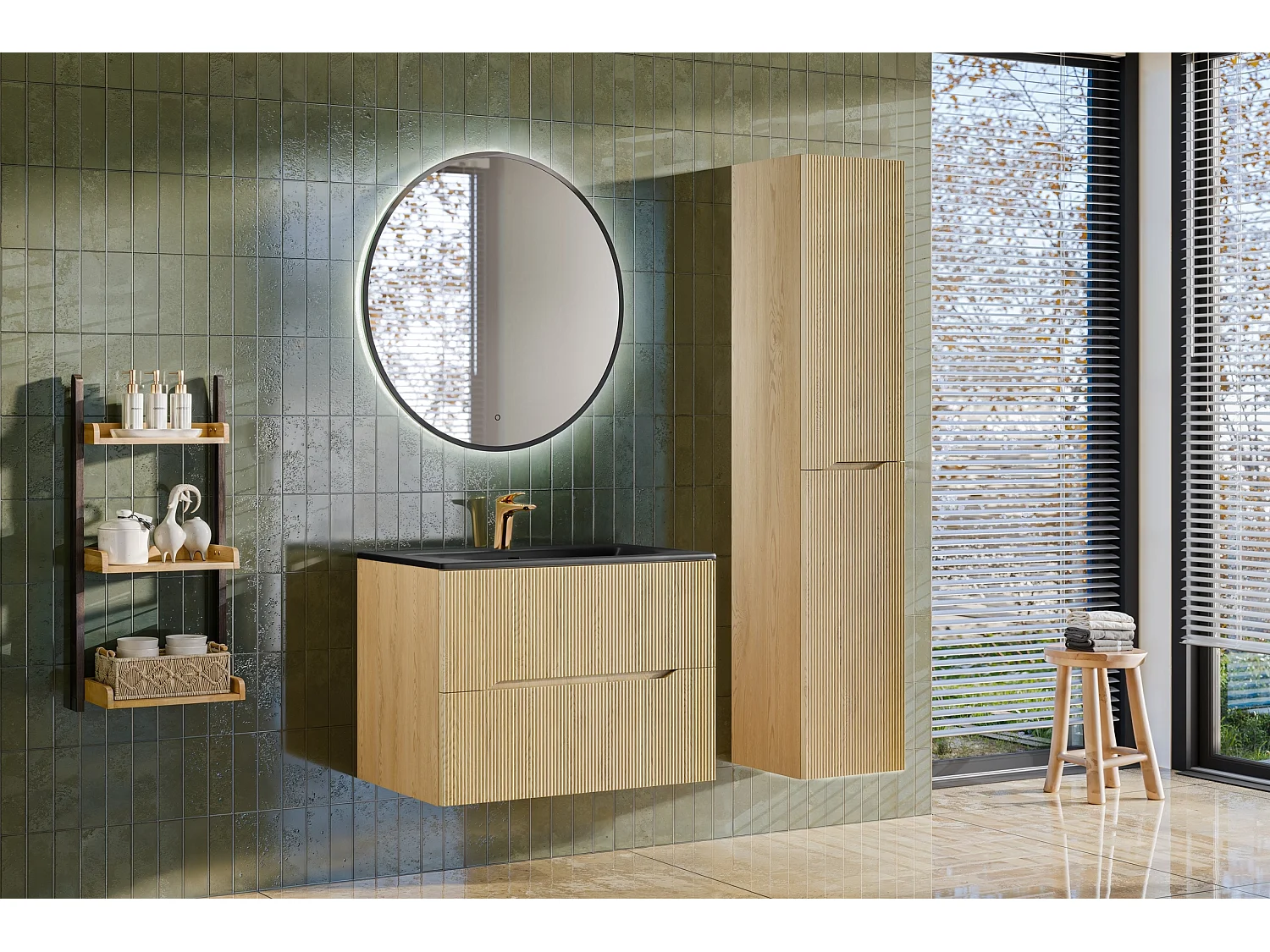 Meuble sous vasque Nordic Cremona 80 cm 2 tiroirs