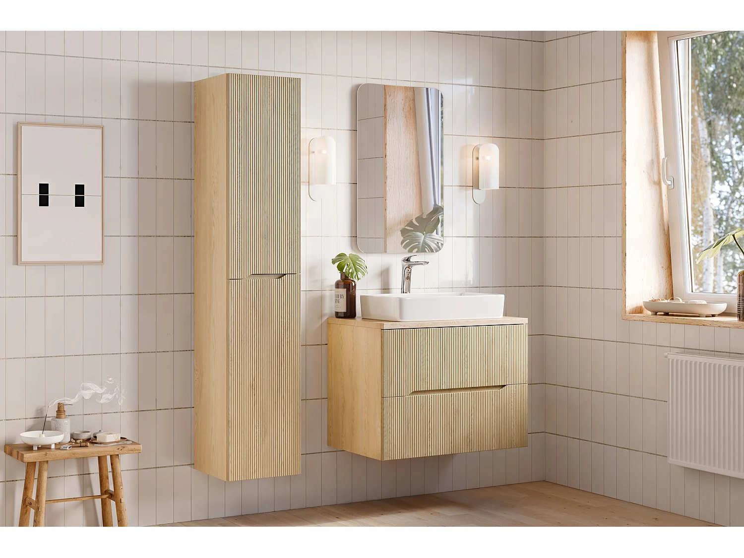 Meuble sous vasque Nordic Cremona 80 cm 2 tiroirs