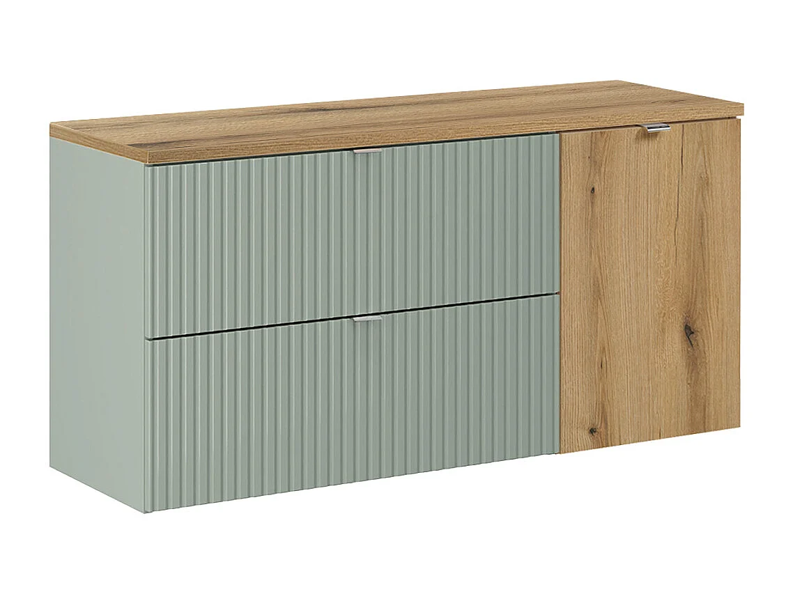 Meuble sous-vasque 120cm panier à linge Jade Vert et Bois