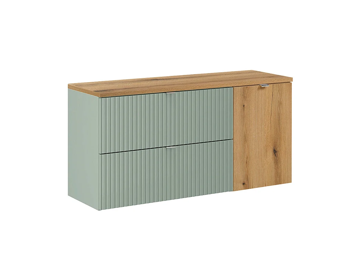 Mobile sottolavabo 120cm cesto portabiancheria Verde Giada e Legno