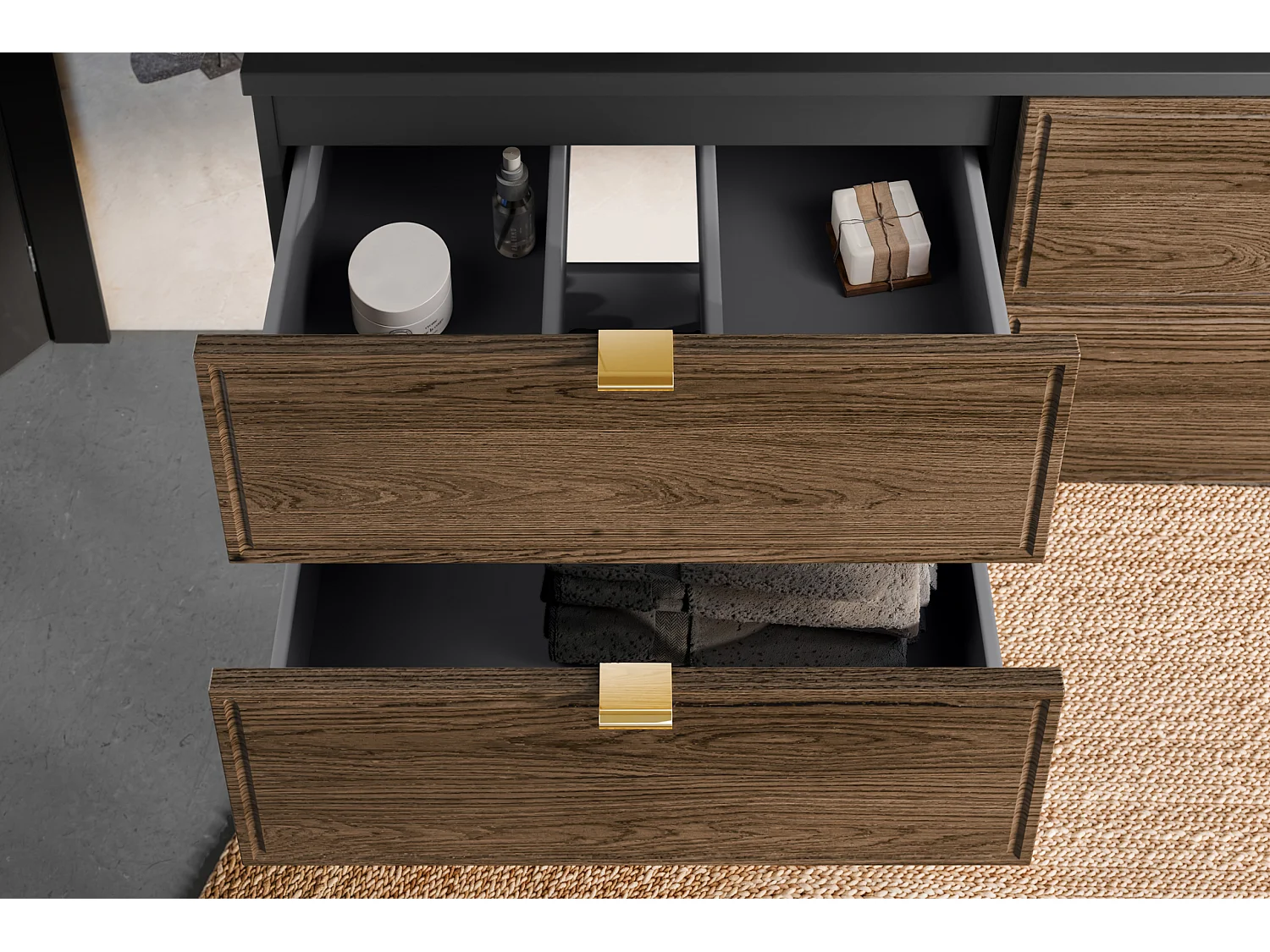 Meuble sous-vasque 60cm Elena Bois et noir