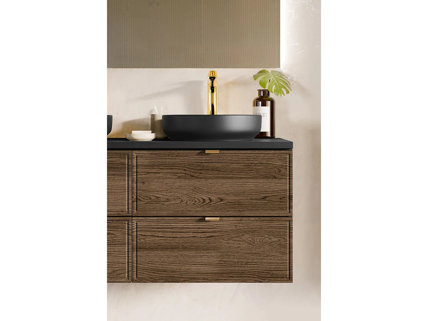 Elena 60cm wood and black vanity unit