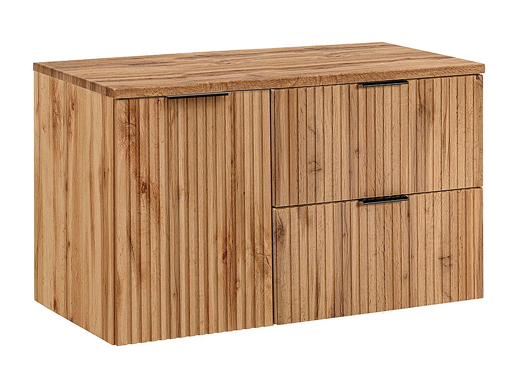 Meuble sous-vasque 100cm panier à linge Adriel Bois