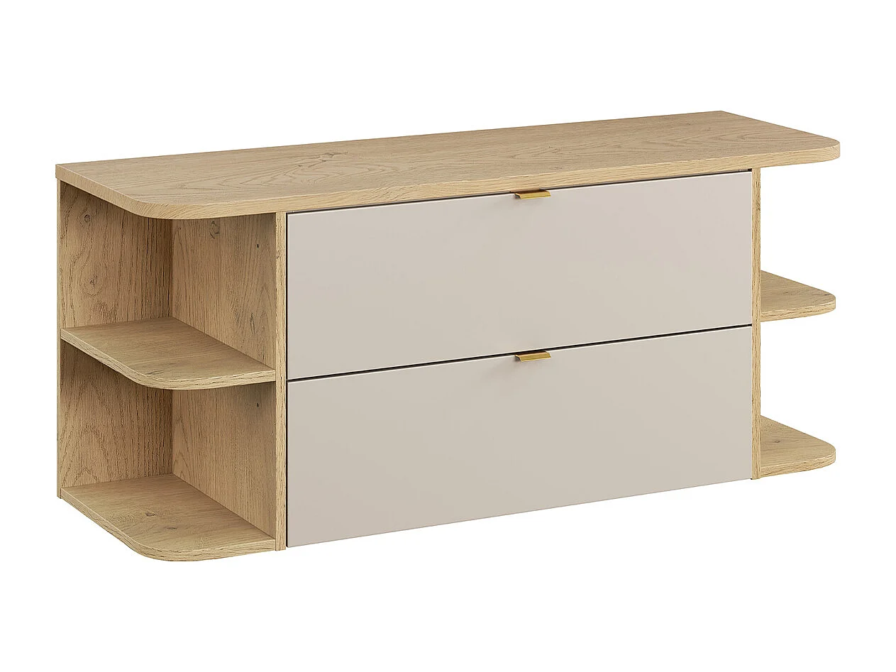Meuble sous-vasque 120cm niches arrondies plan de toilette Azel Cachemire et Bois