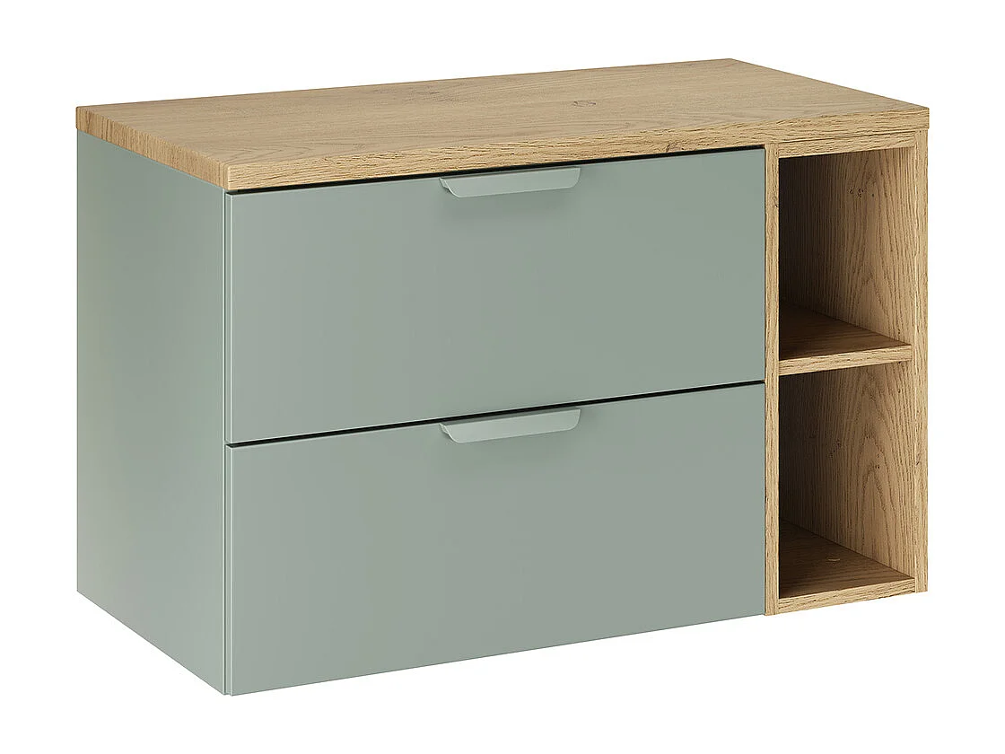 Meuble sous-vasque 80cm 2 niches Oria Vert mat