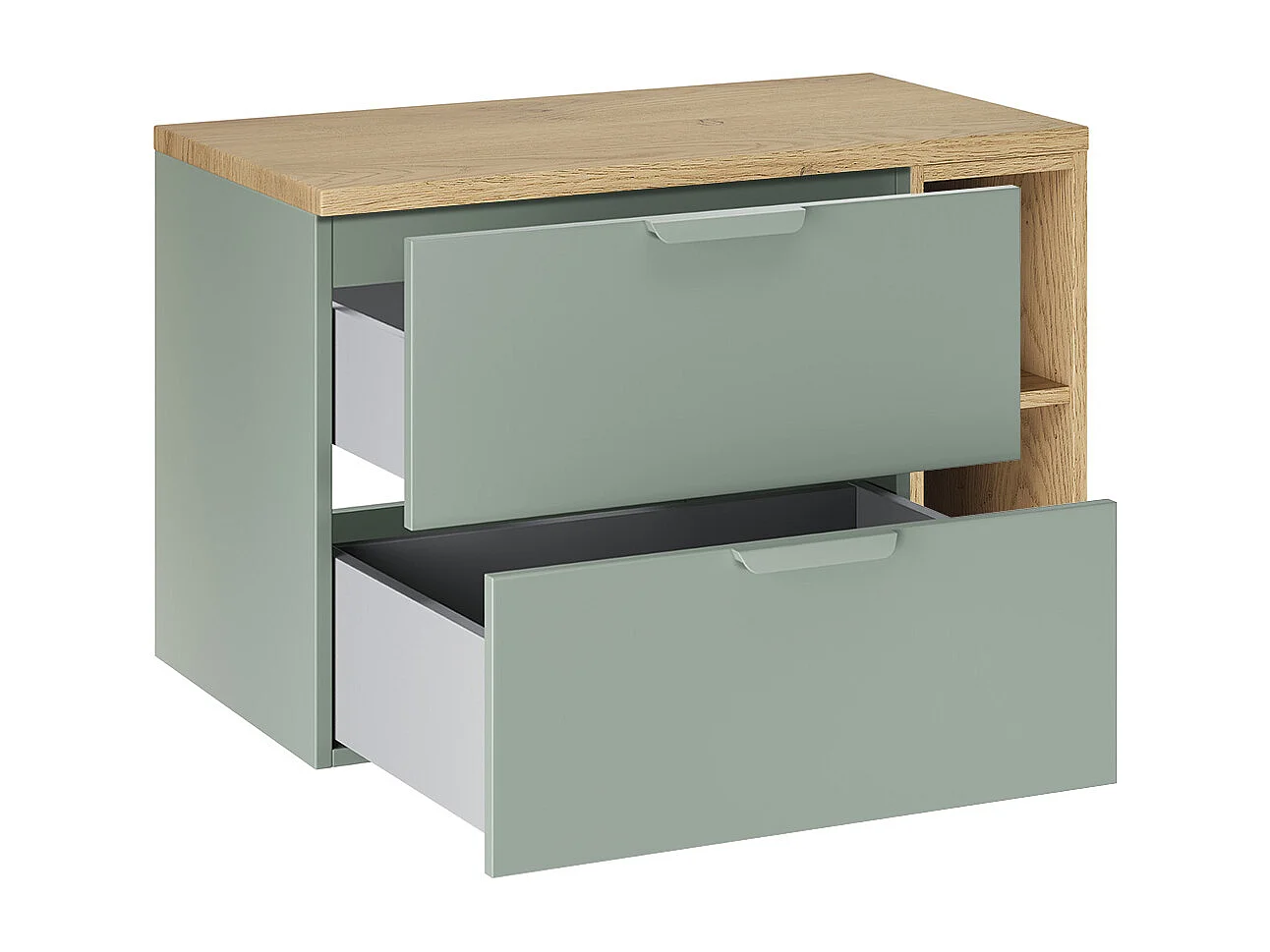 Meuble sous-vasque 80cm 2 niches Oria Vert mat