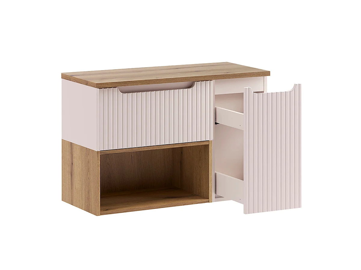 Meuble sous-vasque 90cm plan de toilette Riva Cachemire et Bois