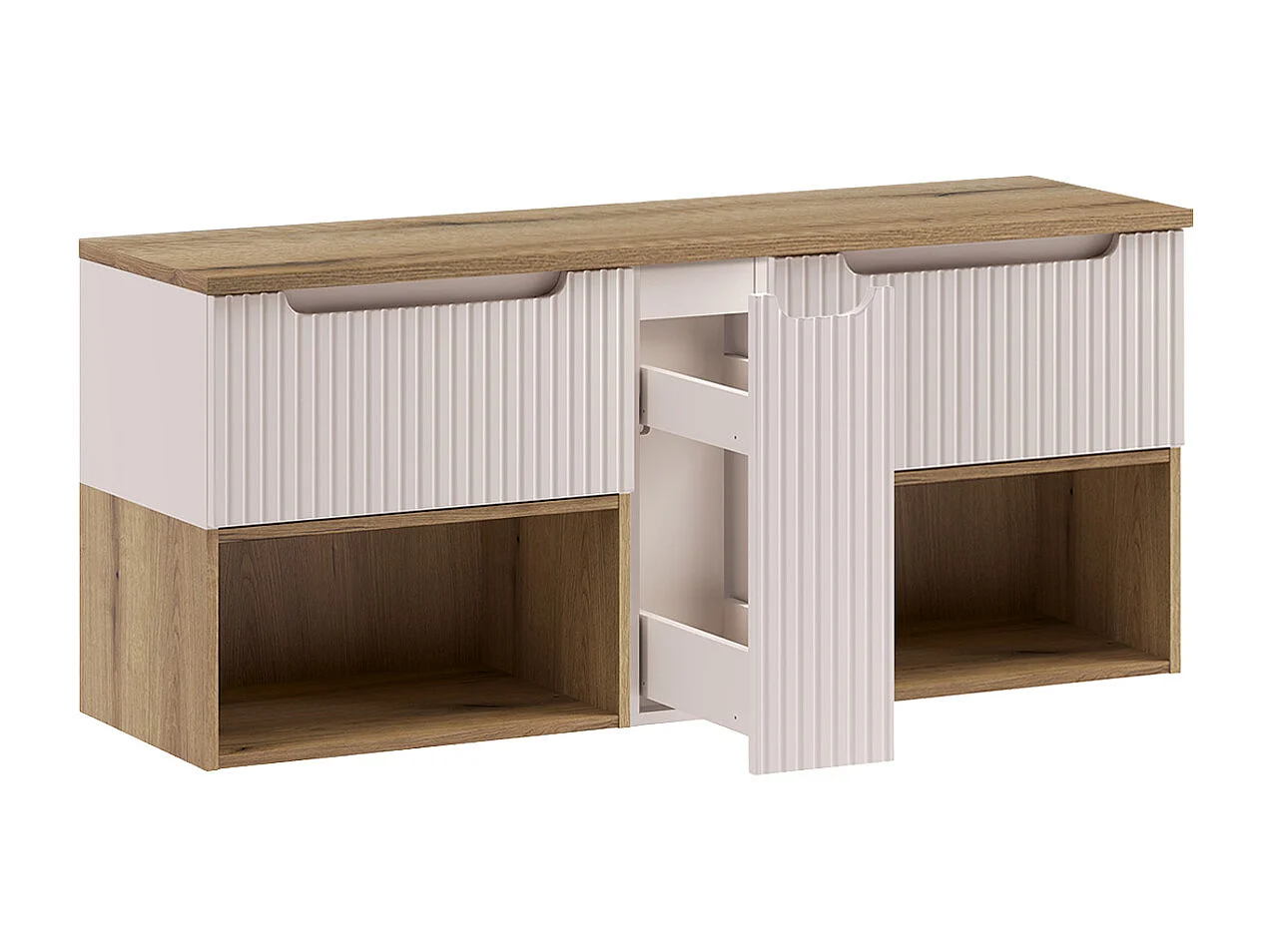 Underskab 140 cm plan de toilette Riva Cachemire og træ