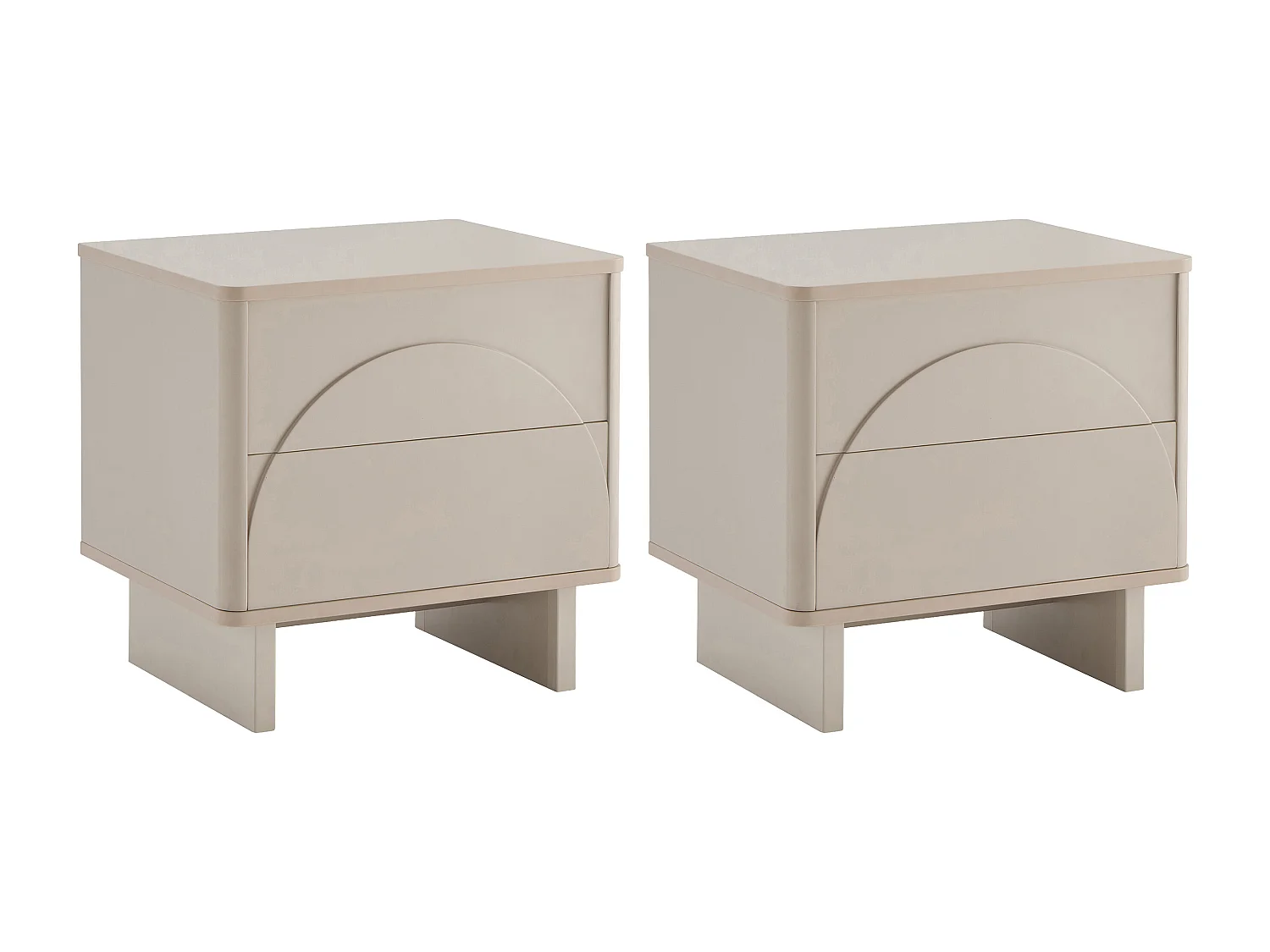 Lot de 2 tables de chevet avec 2 tiroirs - Beige - DELORINA