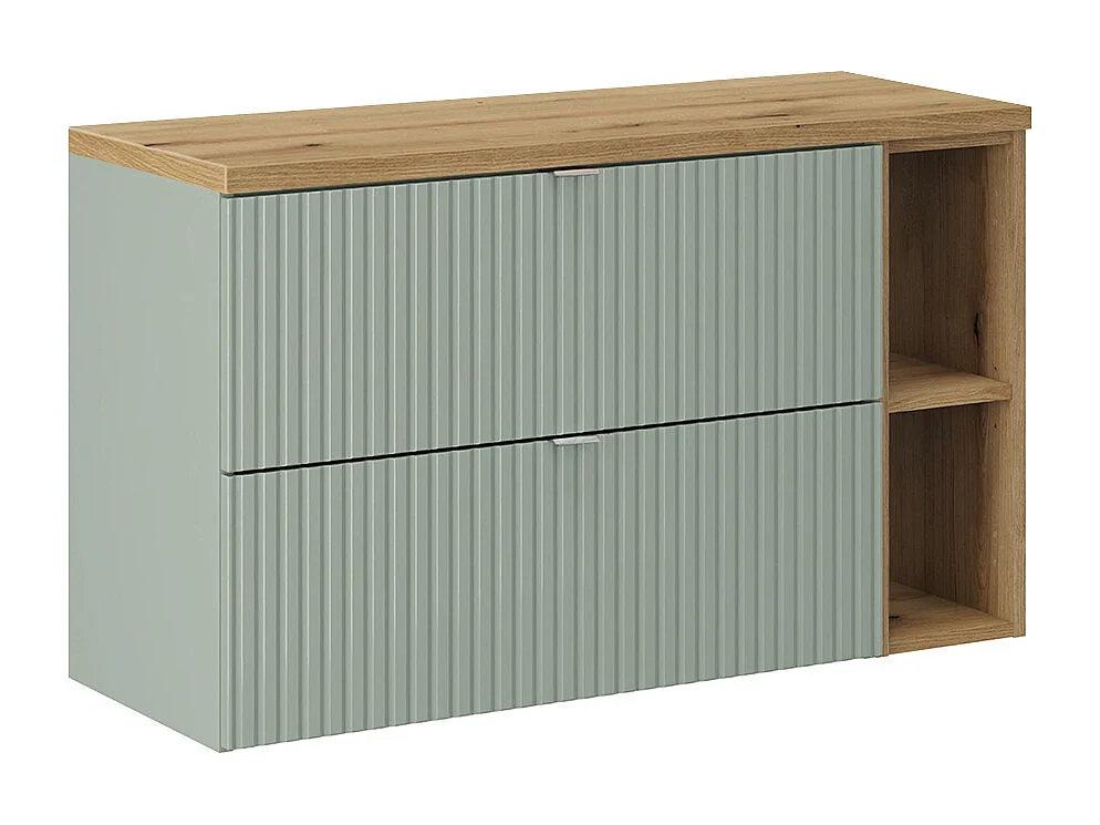 Meuble sous-vasque 100cm 2 tiroirs 2 niches Jade Vert et Bois