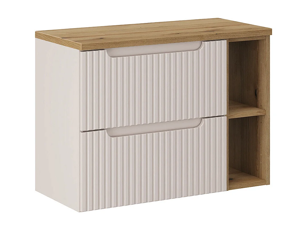 Meuble sous-vasque 80cm 2 tiroirs 2 niches Riva Cachemire et Bois