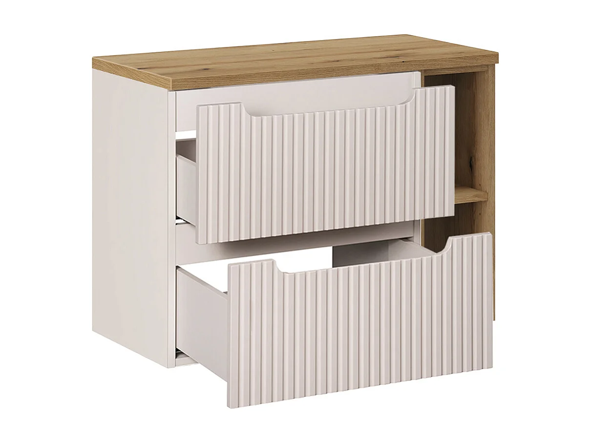 Meuble sous-vasque 80cm 2 tiroirs 2 niches Riva Cachemire et Bois