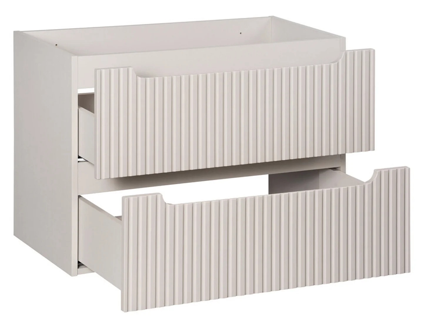 Set di mobili Nova Cashmere 80 cm con piano per lavabo e mobile laterale, frontali scanalati
