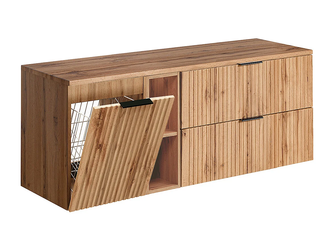 Tvättställsskåp 140cm 2 nischer tvättkorg Adriel Wood