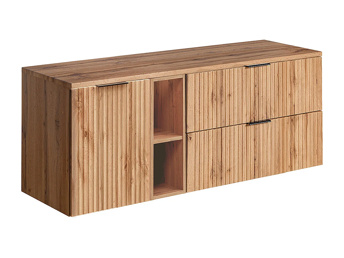 Tvättställsskåp 140cm 2 nischer tvättkorg Adriel Wood