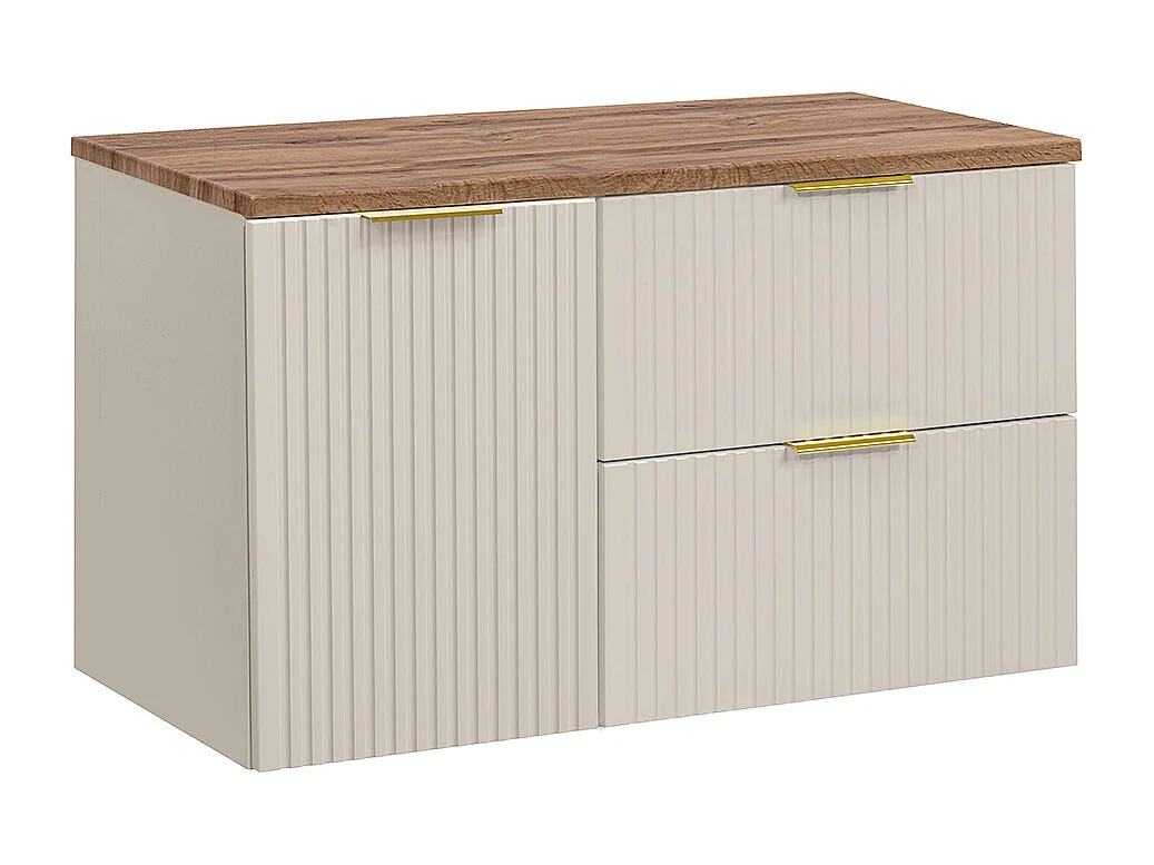Wastafelonderbouw 100cm Adriel Kasjmier en Hout wasmand