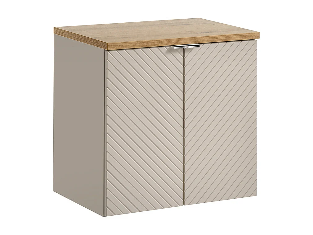 Meuble sous-vasque 60cm 2 portes plan de toilette Manoa Cachemire et Bois