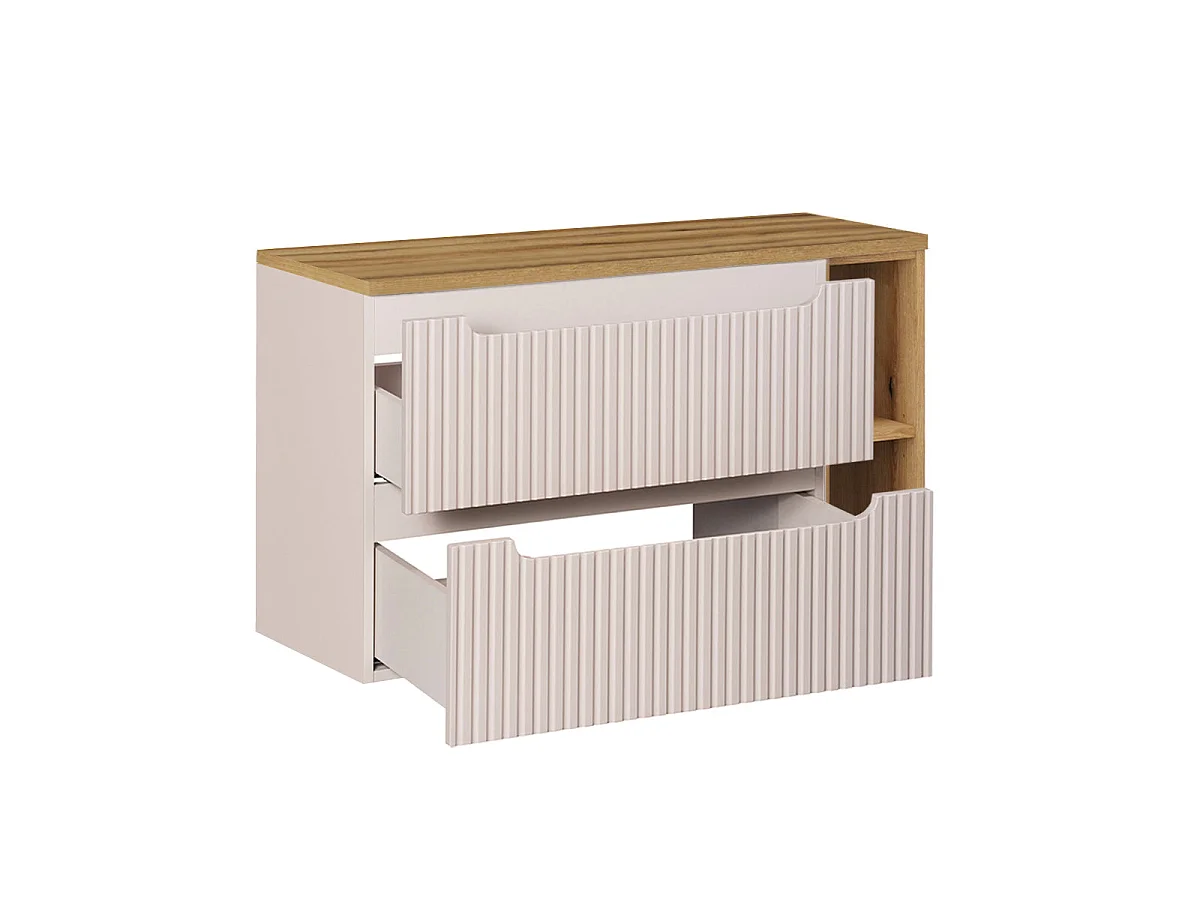 Waschtischunterschrank 100cm 2 Schubladen 2 Nischen Riva Kaschmir und Holz