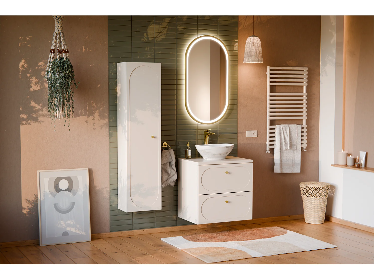 Meuble sous vasque Donna Sand 60 cm 2 tiroirs
