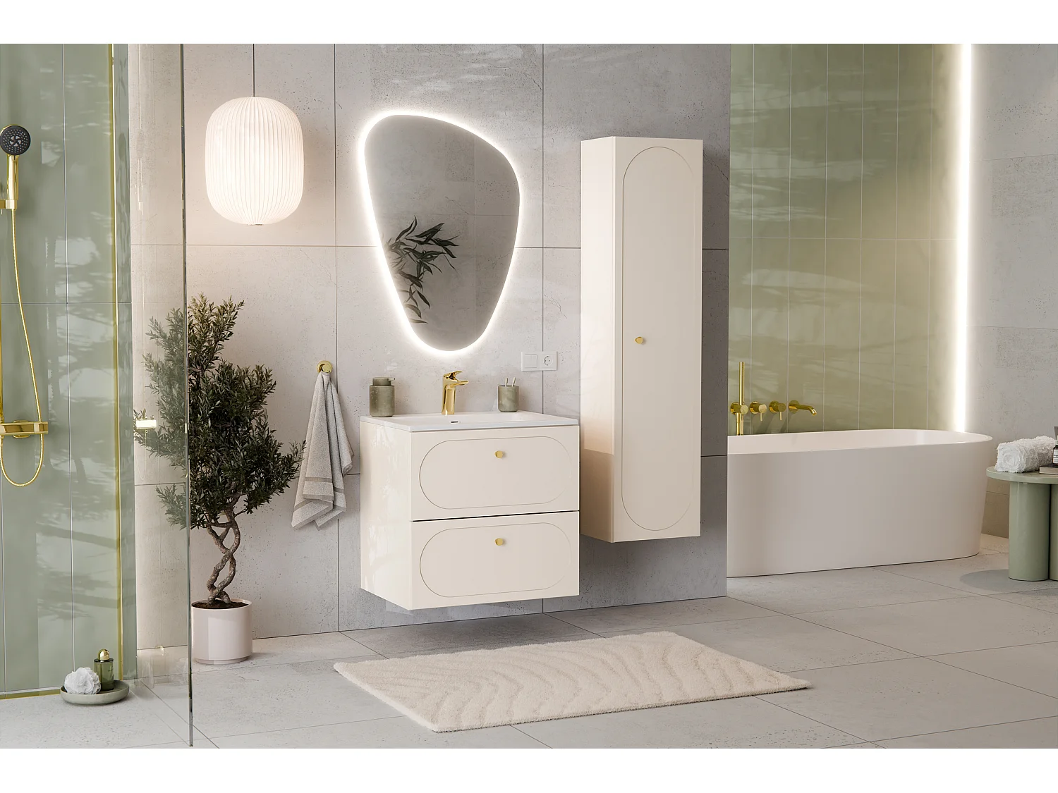 Meuble sous vasque Donna Sand 60 cm 2 tiroirs