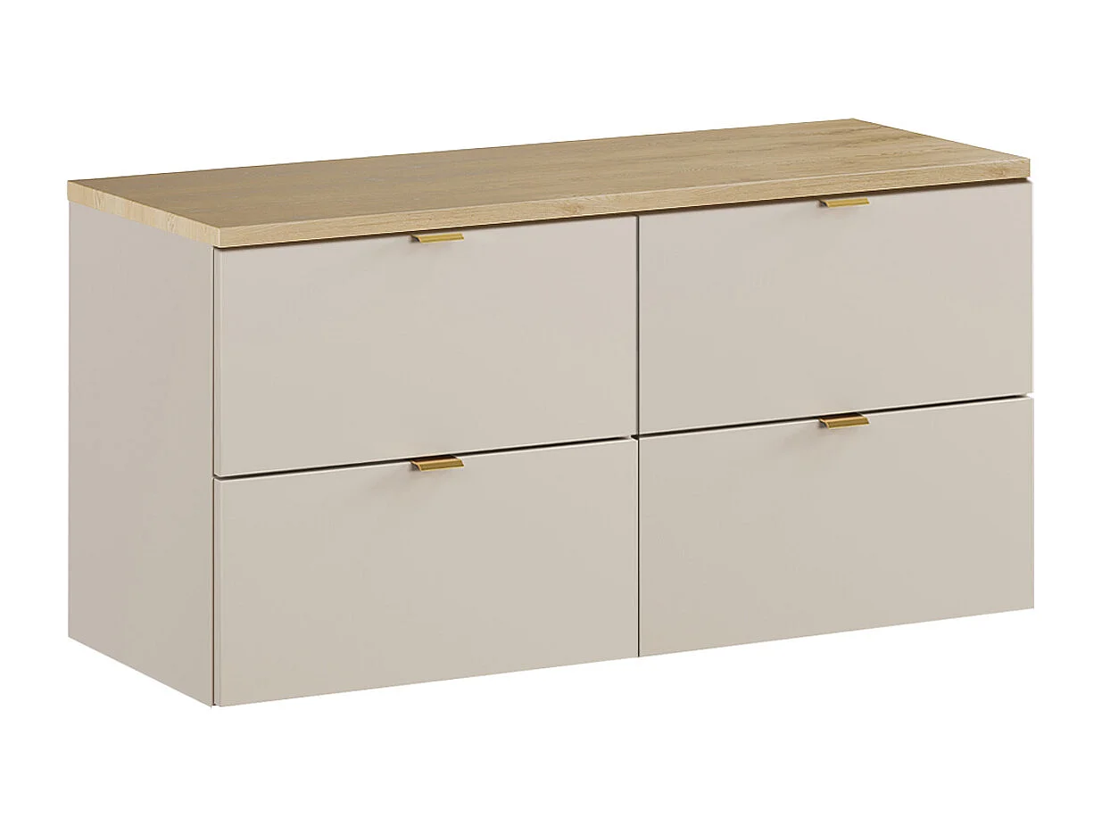 Meuble sous-vasque 120cm plan de toilette Azel Cachemire et Bois