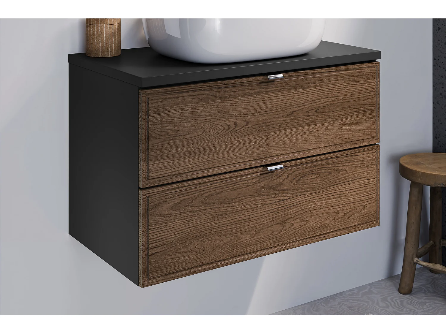 Meuble sous-vasque 80cm Elena Bois et noir