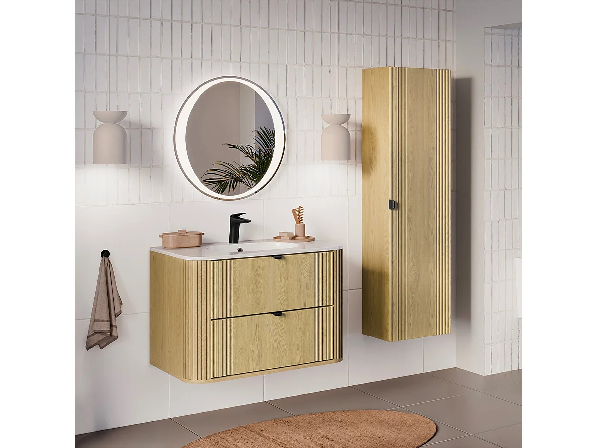 Waschtischunterschrank 80cm Waschtischplatte Mila Holz