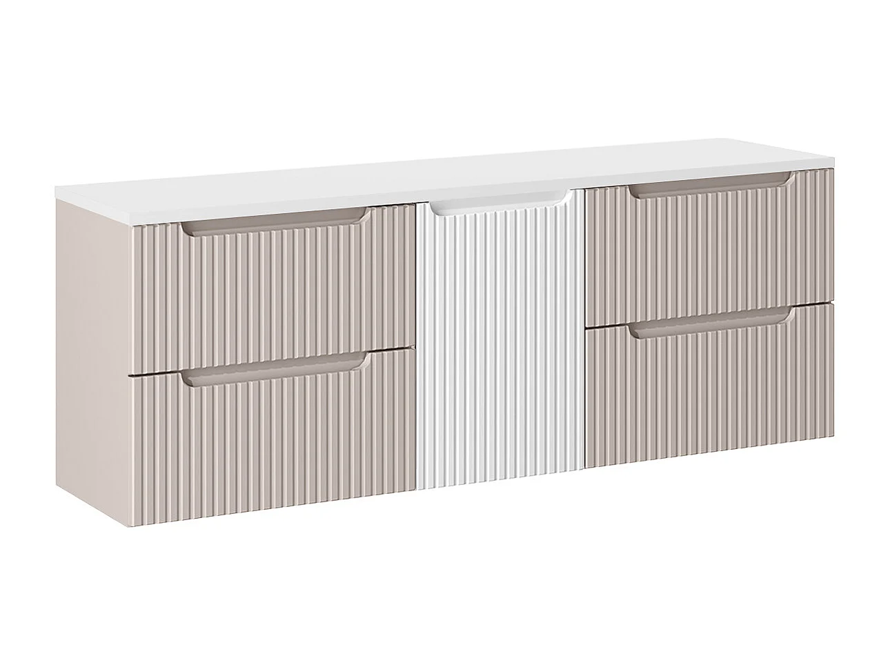 Onderbouw wastafel 160cm Riva Kasjmier Wit met wasmand